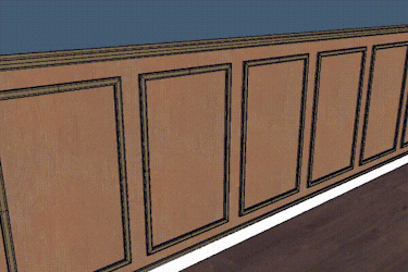 3D-tegning: Høje paneler på væggene 3D-tegning: Høje paneler på væggene